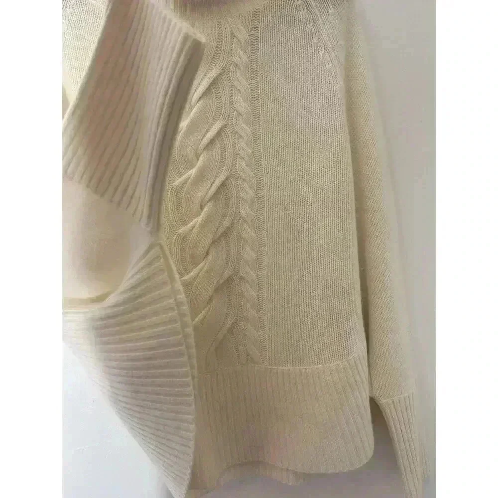AMI Dans La Rue Anthropologie 100% Cashmere Sweater Poncho Ivory White Size XS - Picture 2 of 6